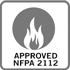Approved NFPA 2112 Icon: Tested and Passed against Flash Fires