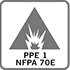 PPE 1 NFPA 70E Icon: Garments meet requirements for ARc Flash Hazard risk