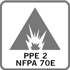 PPE 2 NFPA 70E Icon: Garments meet requirements for ARc Flash Hazard risk