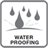 Water Proofing Icon: Fabricswill not permit water to pass through it over an 18 hour period.